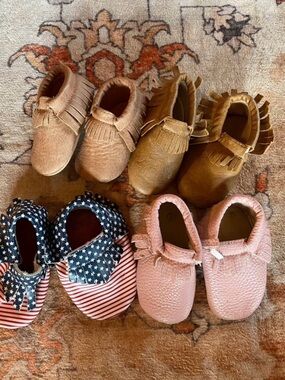 Pink Baby Moccasins - Soft Fringe Kids Shoes size 1/2